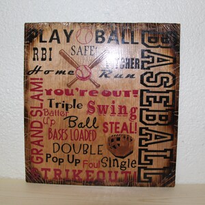 Wooden Rustic-Style Baseball Sign