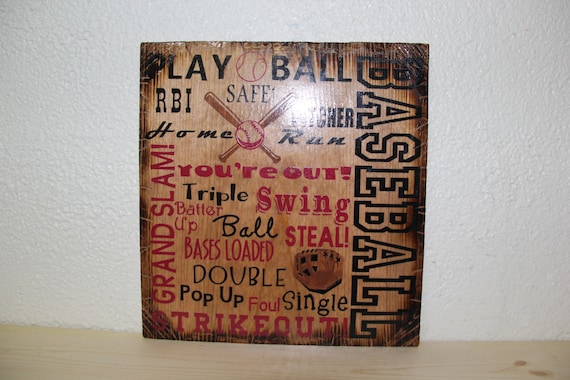 Wooden Rustic-Style Baseball Sign