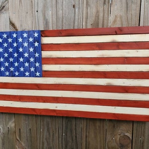 Rustic Wooden American Flag: USA Wall Decor (19x37)