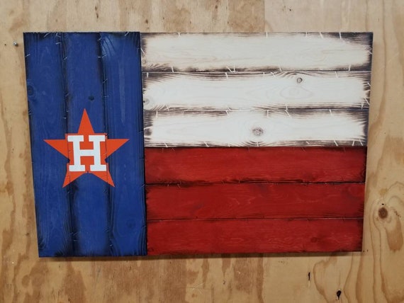 Rustic Wooden Houston Astros Texas Flag