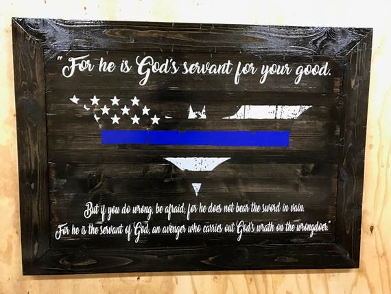 Framed Batman Thin Blue Line with Romans 13:4