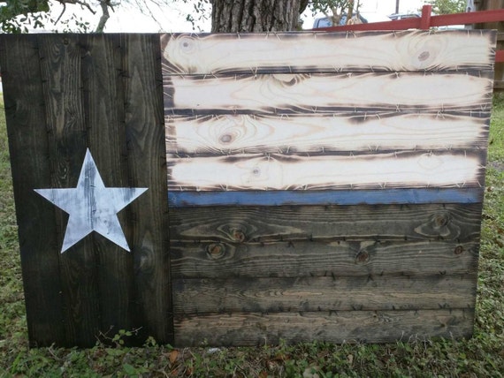 Large Thin Blue/Red Line Texas Flag