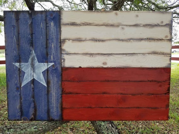 Rustic Wooden Texas Flag 28"x42"