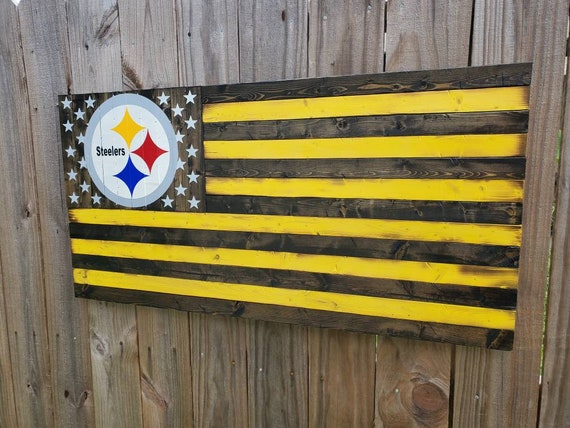 Wooden Rustic-Style Pittsburgh Steelers American Flag