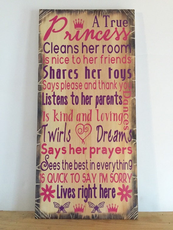 A True Princess Wooden Sign 12"x24"