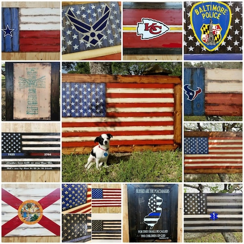 Drapeau Texas En Bois Récupéré - Fait Main - 15 X 19,5 Pouces