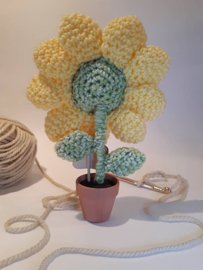 Handmade Crochet Sunflower in Pot With Customizable Chalkboard Etsy