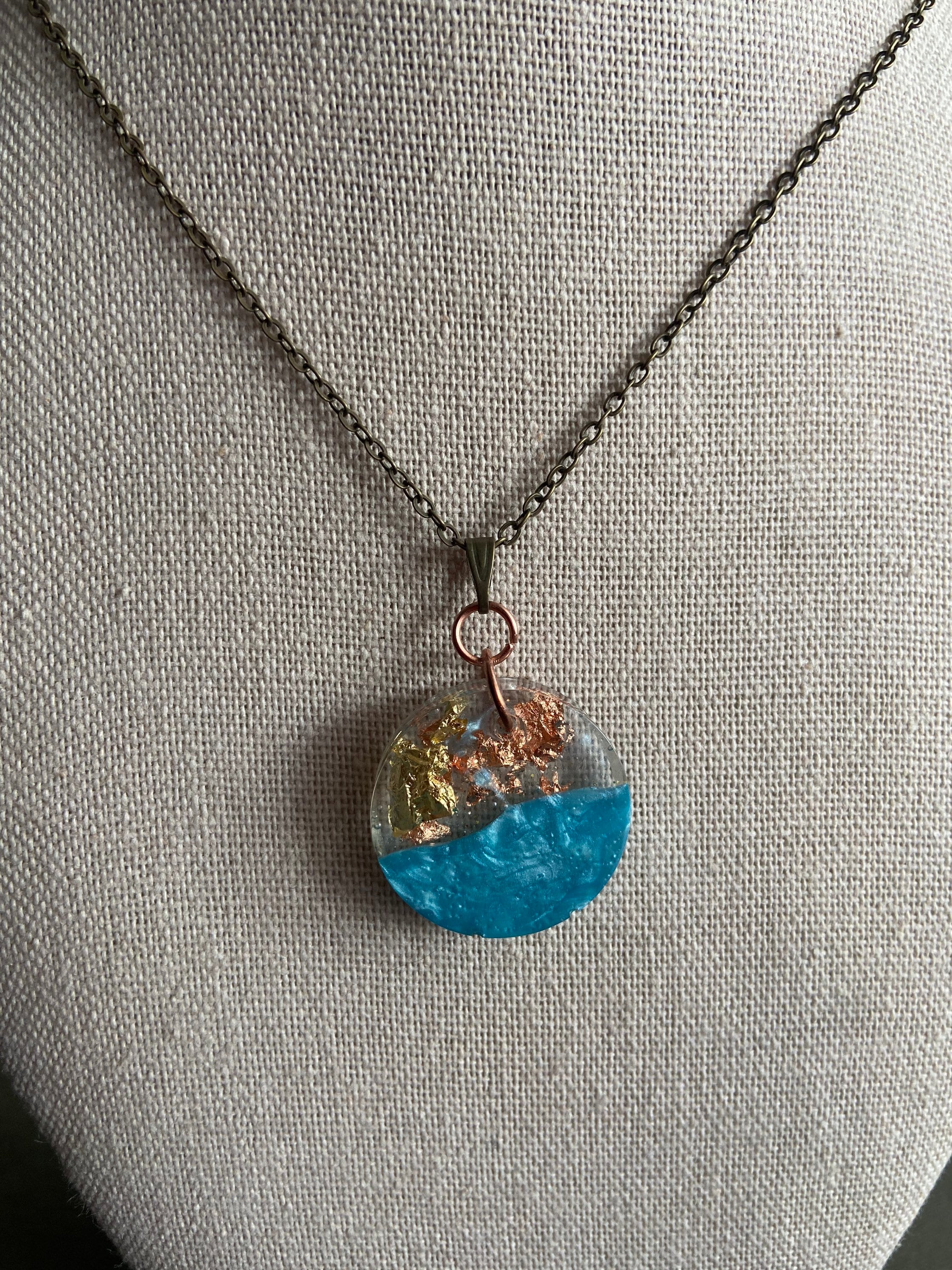 Handmade circle resin pendant necklace Etsy