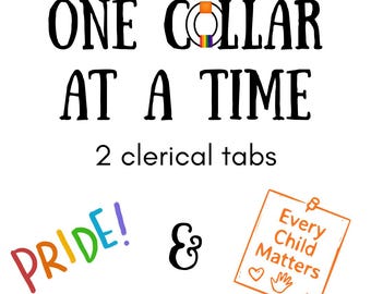 Clergy Collar Tabs, One each for Pride and Every Child Matters, Orange Shirt Day