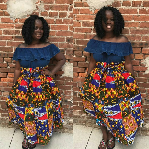 Patchwork Midi Skirt African Clothing African Skirt the | Etsy