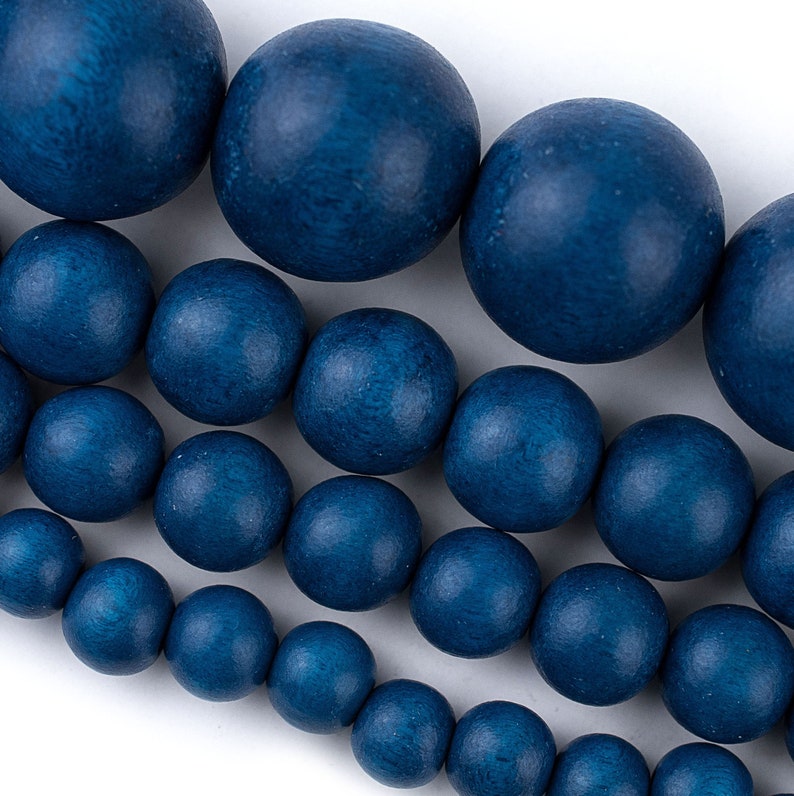 Azul Blue Wood Beads Round Natural Wooden 6mm 8mm 10mm 12mm Etsy