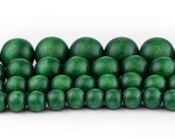 30 wooden beads green 12 mm
