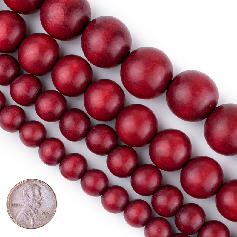 Craftdady 100Pcs Large Hole Round Wood Beads 16mm Red Natural