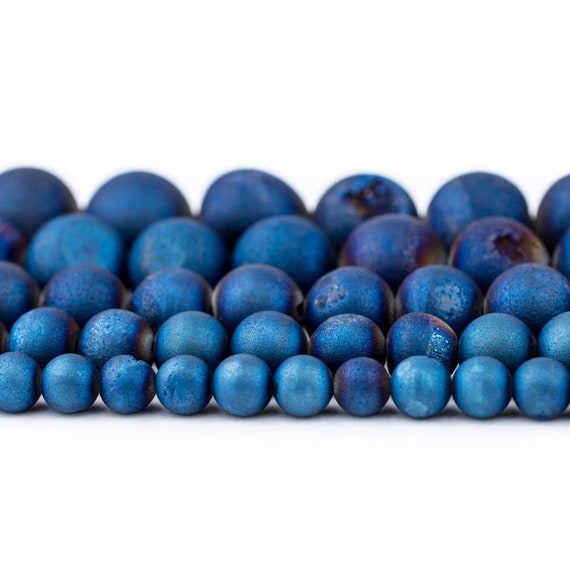 Blue Druzy Agate Beads Full Strand Electroplated Round Matte Gemstone Beads 6mm 8mm 10mm 12mm 14mm Wholesale Pricing Ships From USA Etsy Canada