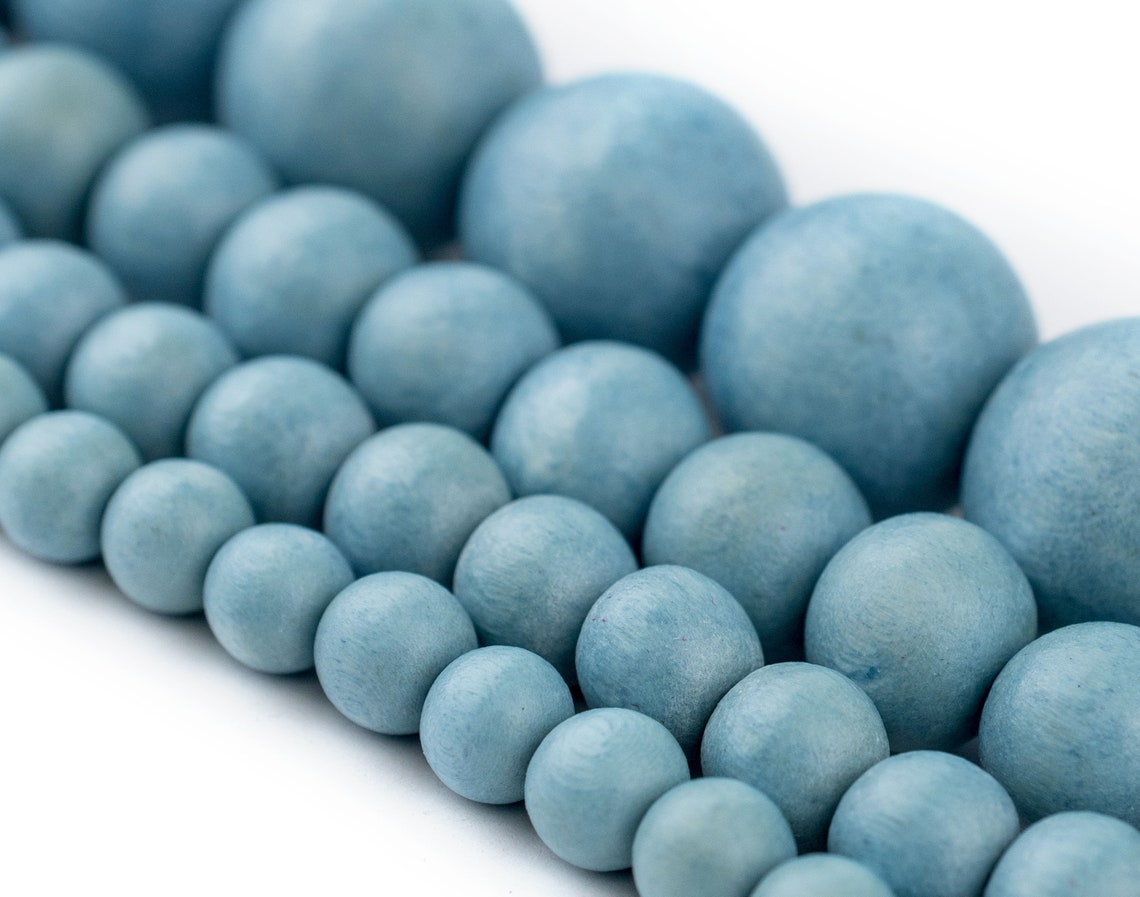 Light Blue Wood Beads Round Natural Wooden 6mm 8mm 10mm 12mm Etsy