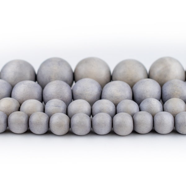 Light Grey Wood Beads: Round Natural Wooden 6mm 8mm 10mm 12mm 16mm 20mm Boho Spacers High Quality for Necklace Bracelet Home Decor, Fast S&H