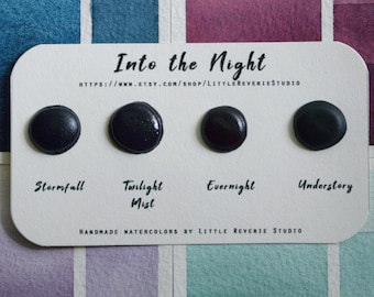 Into the Night Dot Card | Handmade Watercolor | Matte Moody Palette Sample