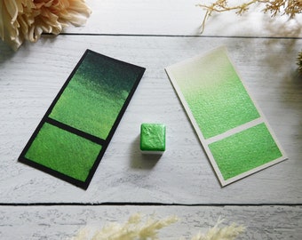 Witch's Brew | Handmade Watercolor | Pearlescent Bright Green with Color-shifting Sparkle
