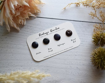 Vintage Garden Dot Card | Handmade Watercolor | Matte Dark Vibrant Palette Sample