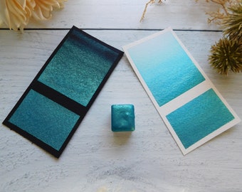 Northern Lights | Handmade Watercolor | Pearlescent Turquoise