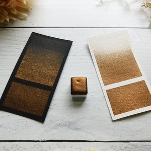 Blackstar Gold | Handmade Watercolor | Mica / Metallic Paint - Half pan, Full pan Calligraphy, Lettering, and/or Painting