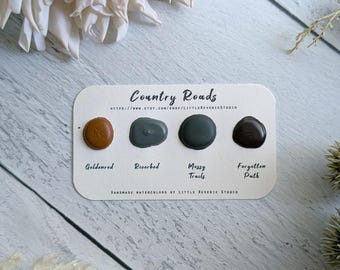 Country Roads Dot Card | Handmade Watercolor | Matte Rustic Palette Sample