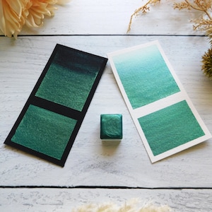 Evergreen | Handmade Watercolor | Mica / Metallic Paint - Half pan, Full pan Calligraphy, Lettering, and/or Painting