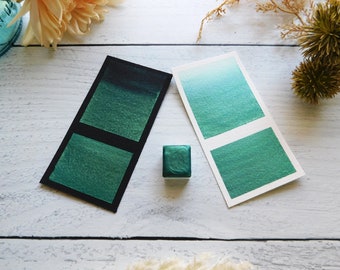Evergreen | Handmade Watercolor | Pearlescent Green