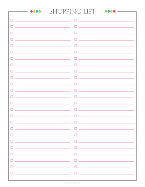 shopping list plain without categories pdf planner for etsy shopping list categories