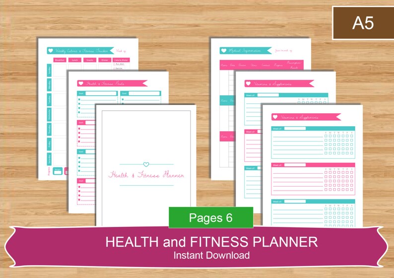 A5 Health and Fitness Planner Set A5 Size Planner Health and - Etsy