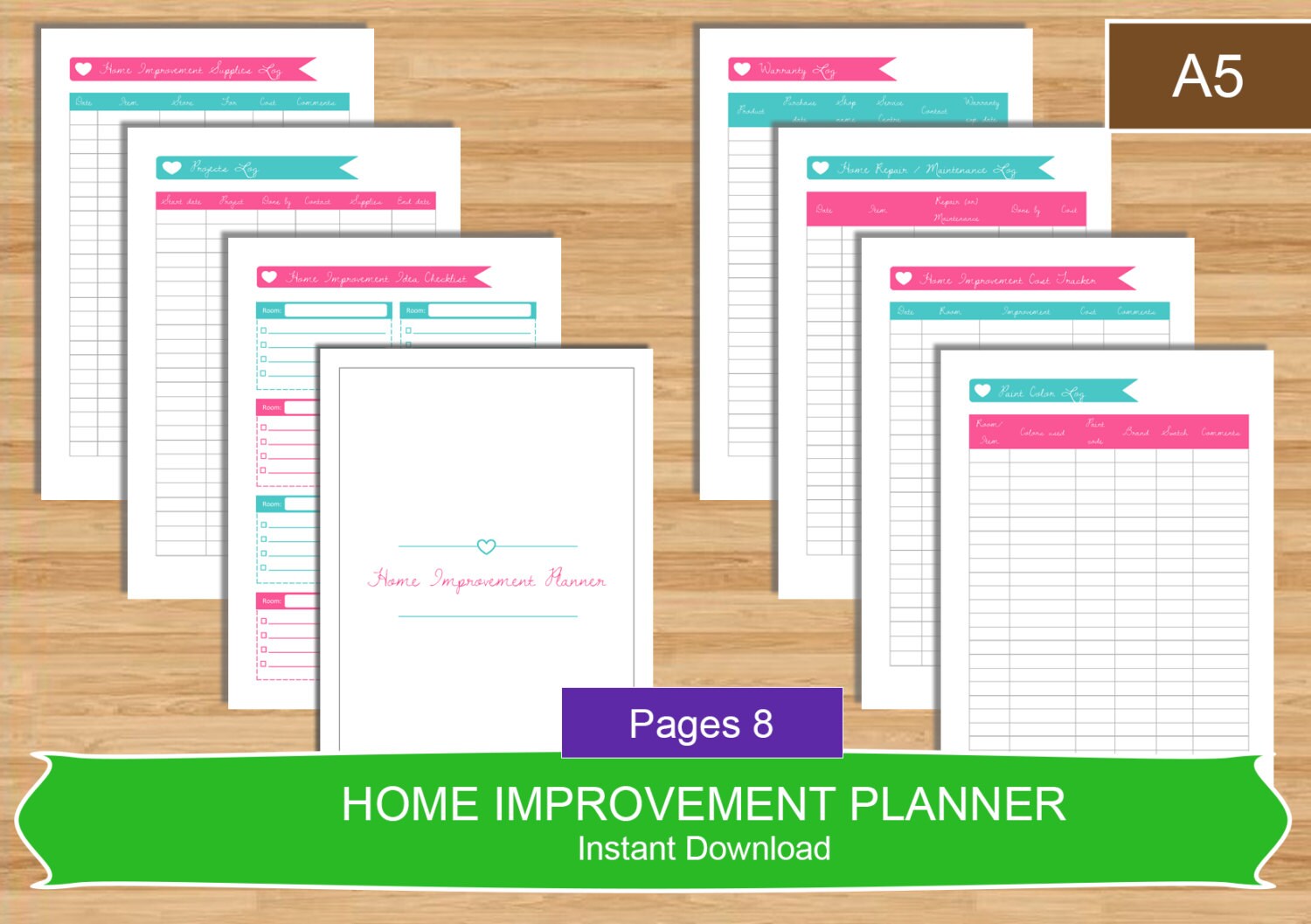 A5 Home Improvement Planner Set A5 Size Planner Single PDF Etsy
