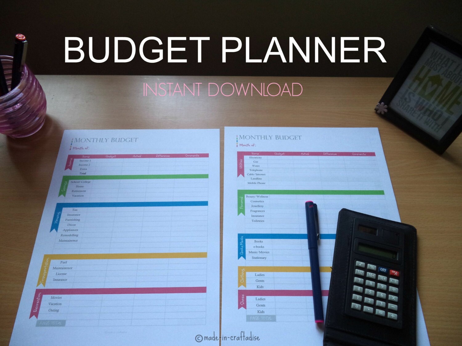 Budget And Bill Payment Planner SetSingle PDF With Divider Etsy