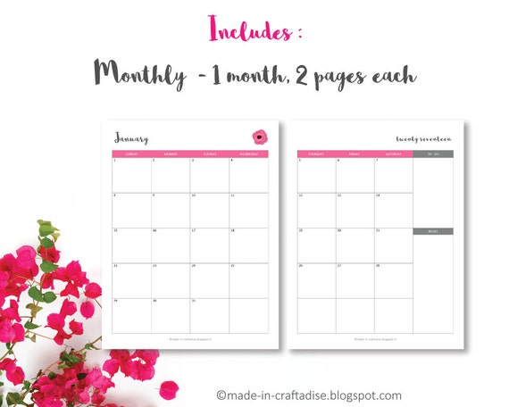 daily planner 2017 pdf everyday planner calendar 2017 etsy