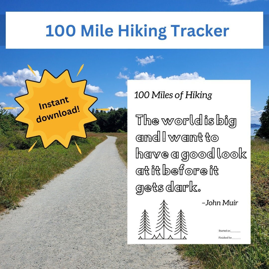 Hiking Mileage Tracker 100 Mile Hiking Challenge With John Muir Quote