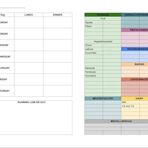 Meal Planner; Weekly Meal Planner; Grocery List; Meal Planning; Editable - INSTANT DOWNLOAD for Google Template