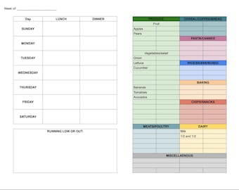Meal Planner; Weekly Meal Planner; Grocery List; Meal Planning; Editable - INSTANT DOWNLOAD for Google Template