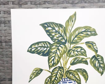 Original Gouache Illustration of House Plant, Original Gouache Painting, Wall Art, Home Decor