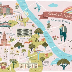 DIGITALE aangepaste geïllustreerde kaart voor elke stad of locatie - perfect cadeau en aandenken - reisposter - kunst aan de muur stadskaart - aangepaste kaart cadeau afbeelding 17