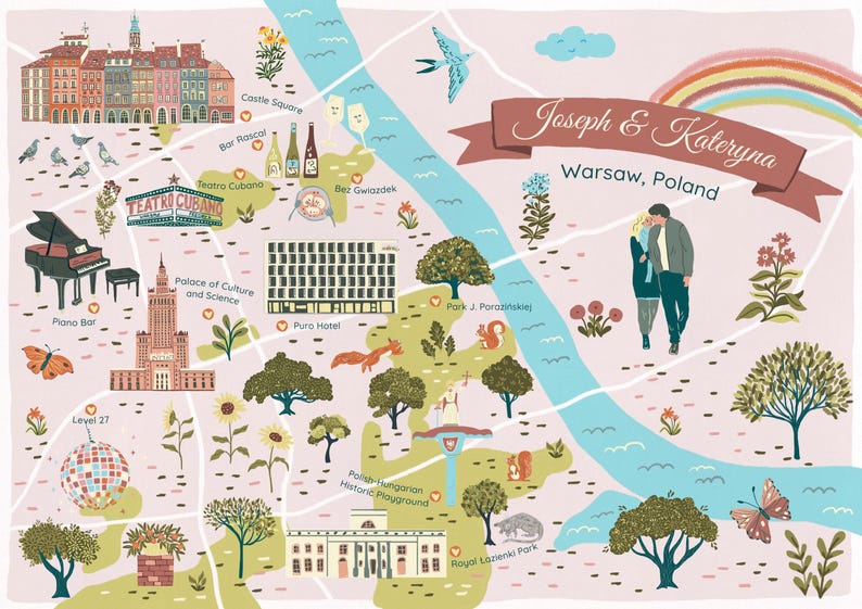 DIGITALE aangepaste geïllustreerde kaart voor elke stad of locatie - perfect cadeau en aandenken - reisposter - kunst aan de muur stadskaart - aangepaste kaart cadeau afbeelding 17