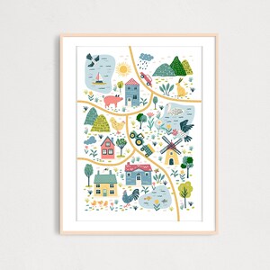 DIGITALE KARTE, Kinderzimmer Deko, Kinderzimmer Deko, Kinderzimmer Wanddeko, Karte Illustration, druckbare Kunstdruck für Spielzimmer