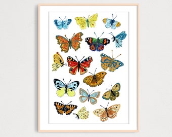 Summer Butterflies Art Print, Insects Art Print, Art for Home, Warmy House Print