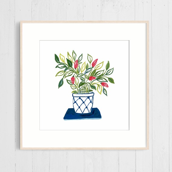 Kunstdruck einer original Illustration einer Pfeffer Pflanze, Wand Kunst,  Pflanzen Illustration, Gouache Malerei - Etsy sterreich