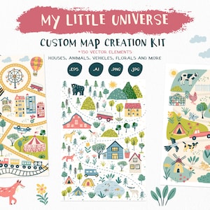 My Little Universe - Map Creation Kit Clip Art - druckbare Kunst - Wandkunst - Stadtplanerstellung - Kinderkunst