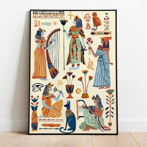 DIGITAL Ancient Egypt Queens Art Print, Printable Digital Download Art Print, Historical Poster, Gouache Illustration, Wall Decor image 6