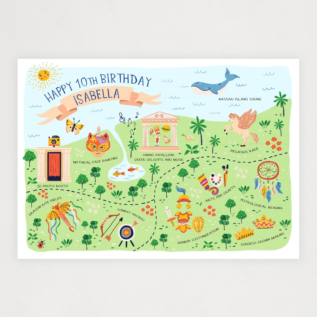Illustrated Custom Event Map - Map for Events - Birthday Party ...