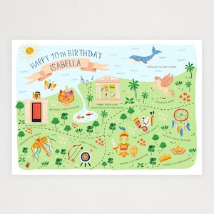 Illustrierte individuelle Event Karte - Karte für Events - Geburtstag Party Einladung - Digitaler Download - Reise Poster
