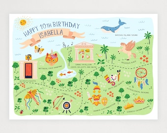 Illustrated Custom Event Map - Map for Events - Birthday Party Invitation - Digital Download - Travel Poster