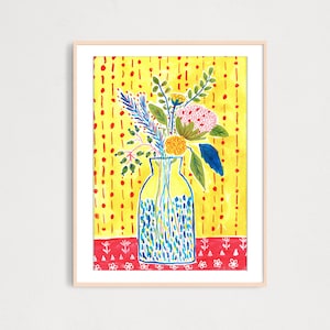Jarrón DIGITAL con Flores Art Print, Imprimible Digital Download Art Print, Gouache Illustration, Floral Art Print, Flores en jarrón Art Print