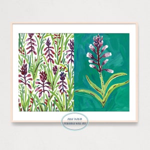 Wildflower Art Print, Descarga de Inatant imprimible, Póster botánico, Regalo de inauguración de la casa, Ilustración de Gouache