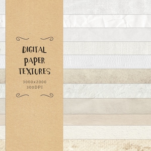 12 Digital Paper Textures - Watercolor Paper Textures - Paper Digital Backdrop - White Paper Texture - Digital Scrapbook Paper Clipart